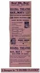1937 Playbill Poster for a Beverly Hills Showing of ''3 Stooges in '3 Dumb Clucks''' -- Measures 6.75'' x 20.5'' -- Slight Fading & Wear, Very Good Condition